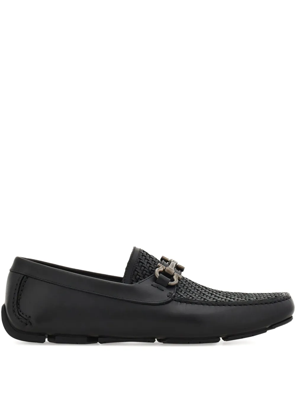 Ferragamo woven gancini-buckle loafers - Black