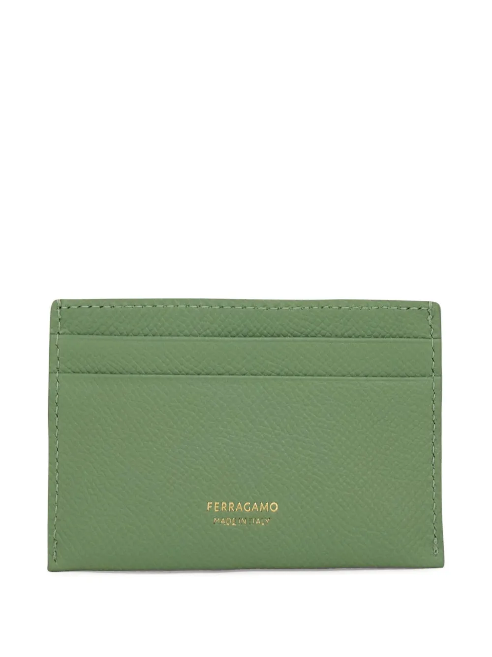 Ferragamo Gancini Hammered Leather Card Holder In Green