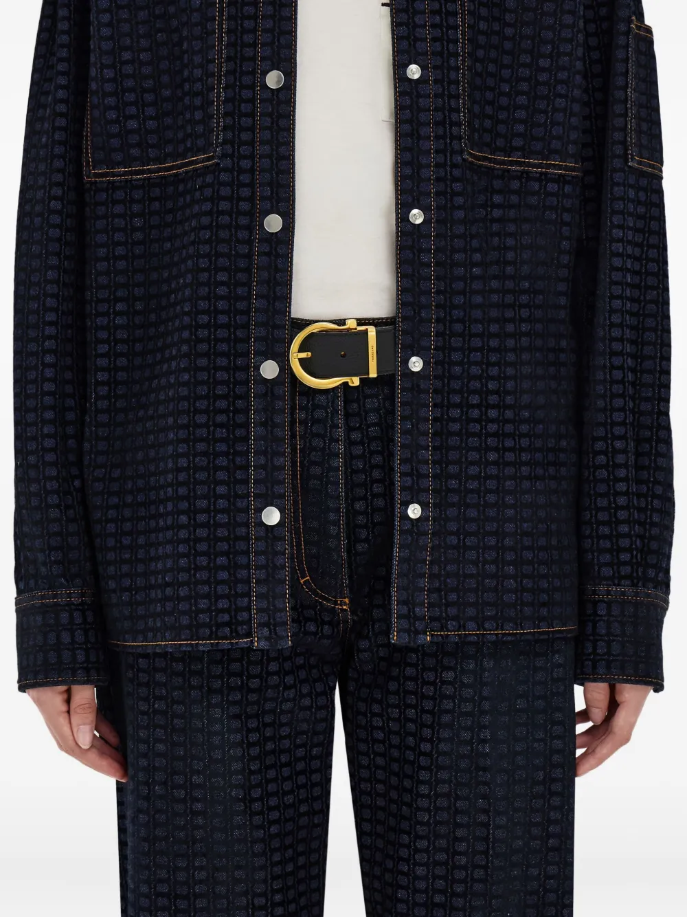 Ferragamo Gancini-buckle Reversible Belt In Black