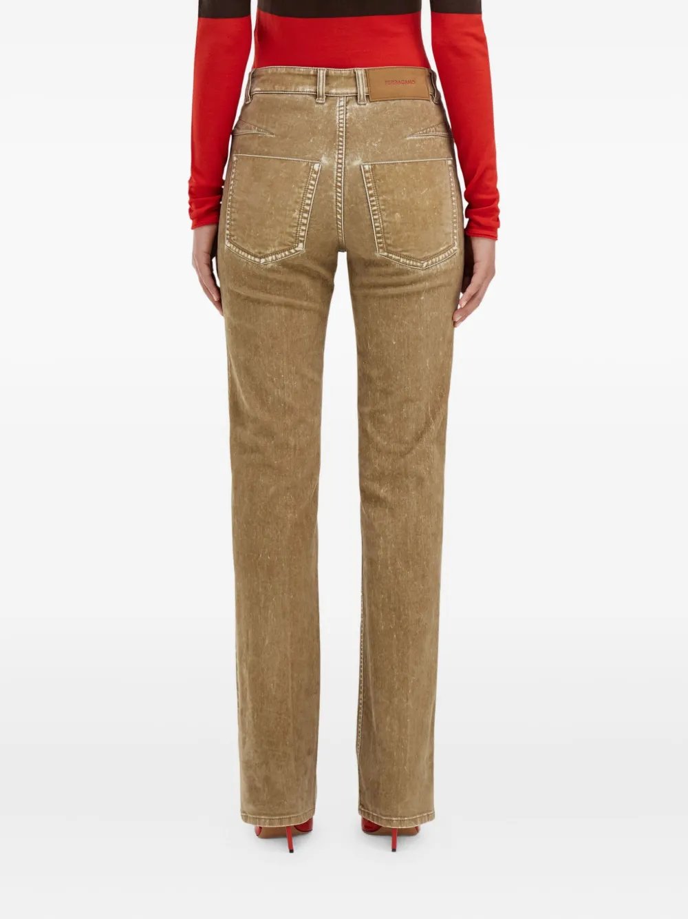 Ferragamo Gesmockte broek met vijf zakken Bruin
