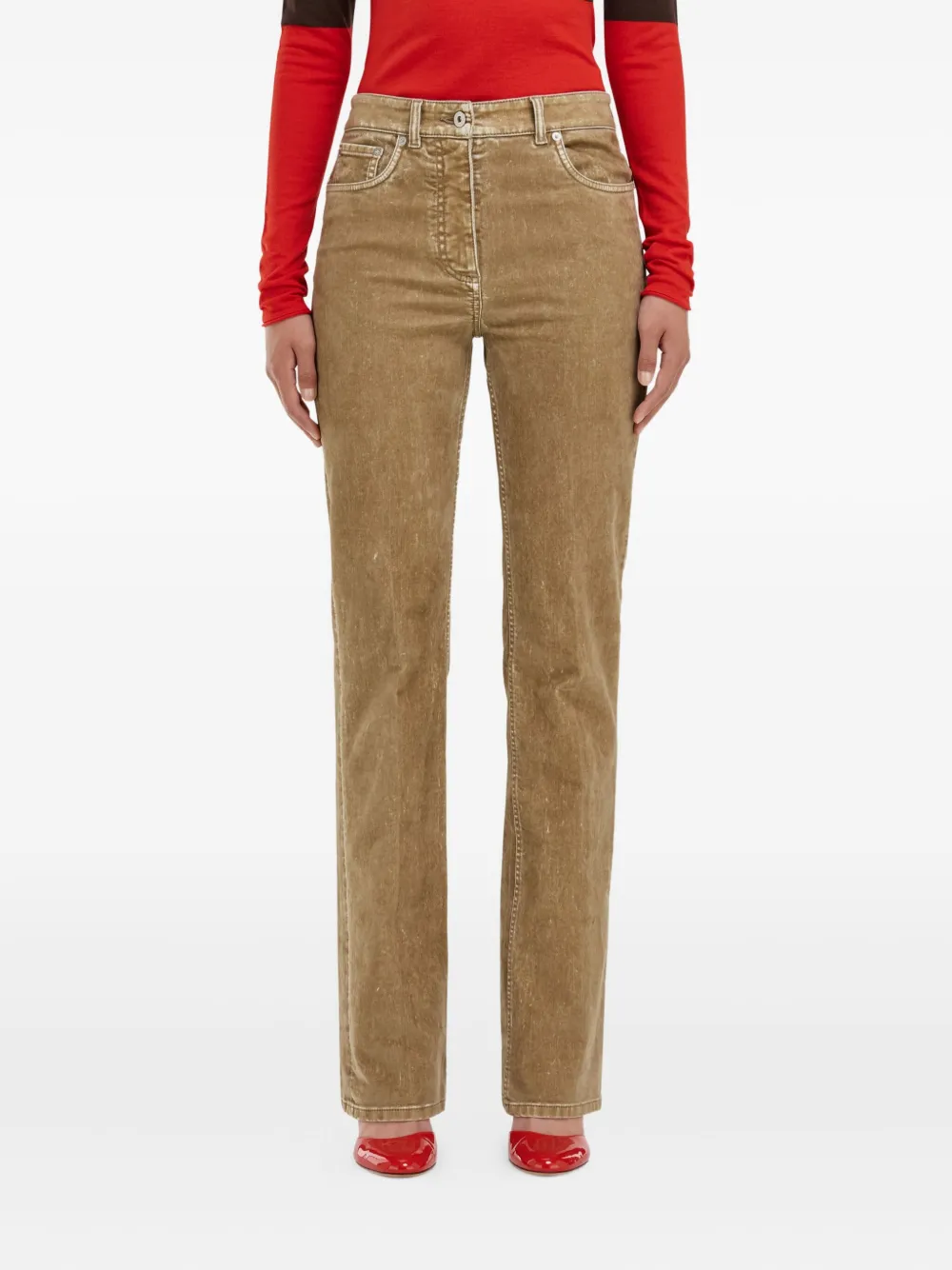  Ferragamo Flocked Five-pocket Trousers - Brown 