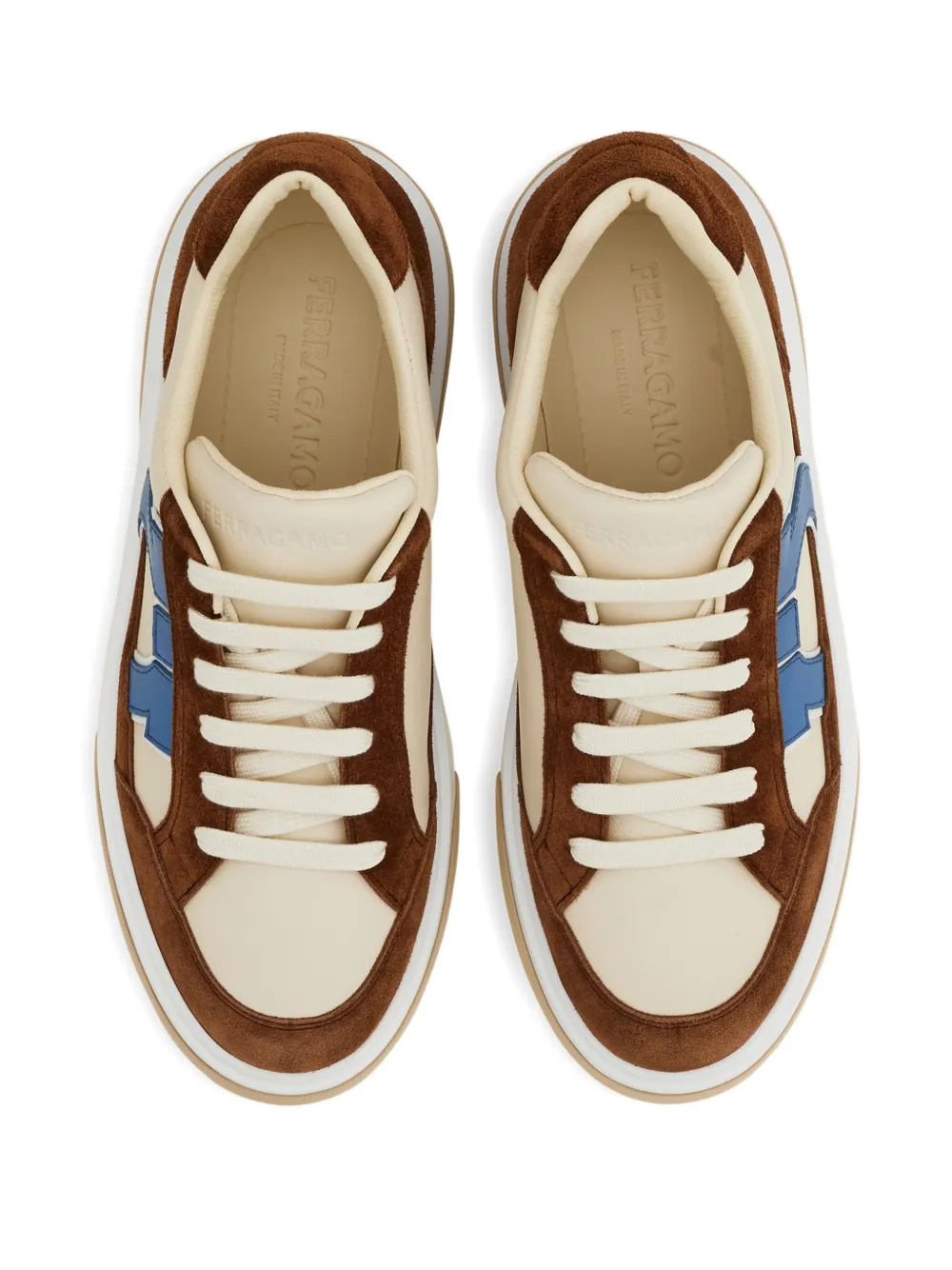 Ferragamo Gancini suède low-top sneakers Beige