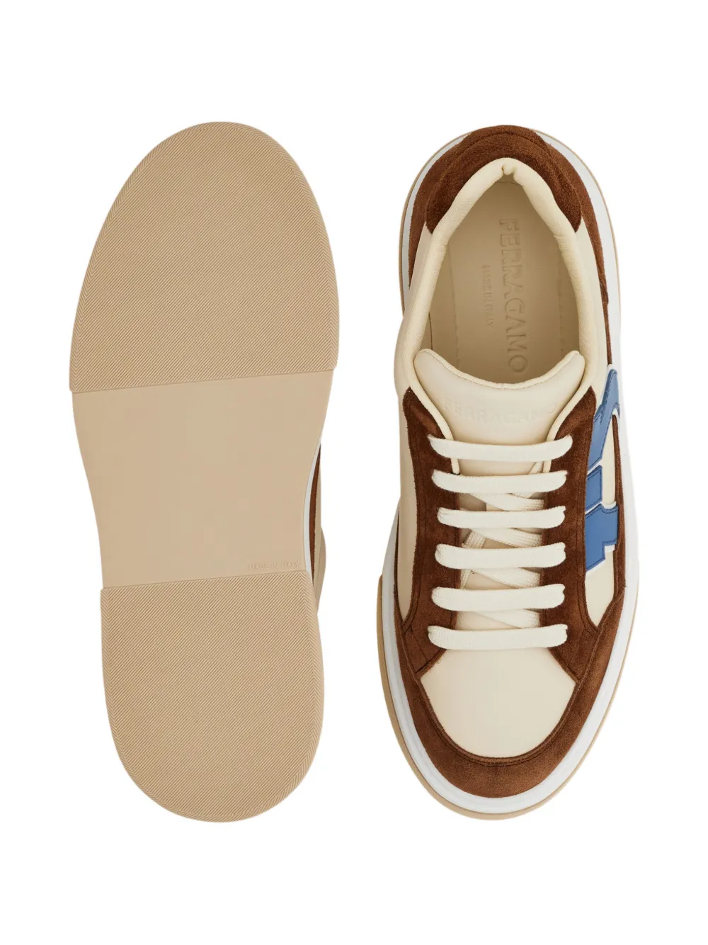 Ferragamo Gancini suède low-top sneakers Beige