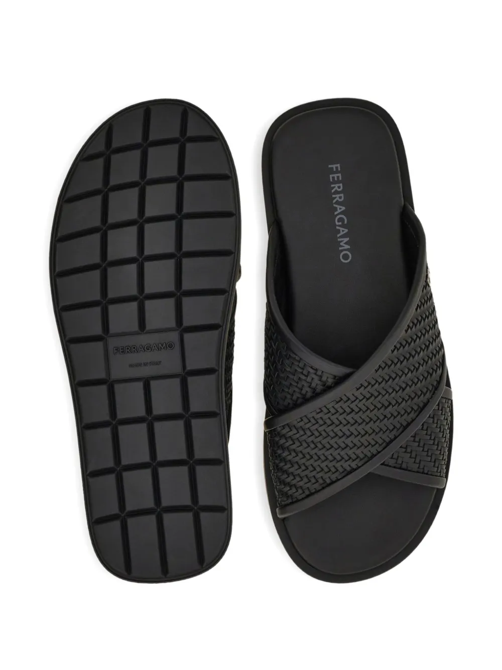 Ferragamo Gancini geweven sandalen met gekruiste bandjes Zwart