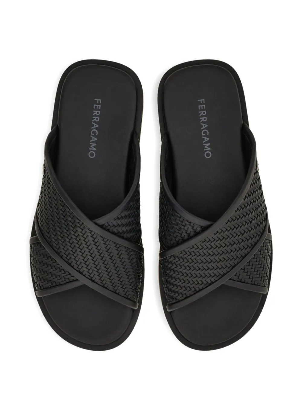 Ferragamo Gancini geweven sandalen met gekruiste bandjes Zwart