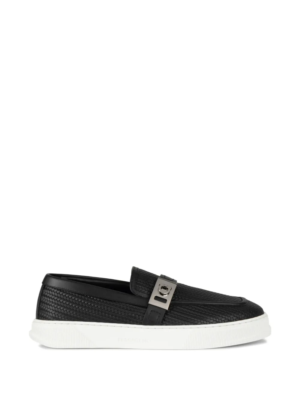 Ferragamo sneaker loafers with hug buckle - Black