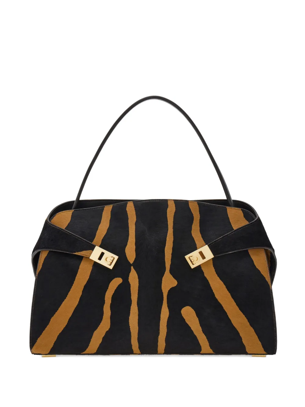 Ferragamo zebra pattern buckle soft hug shoulder bag - Nero