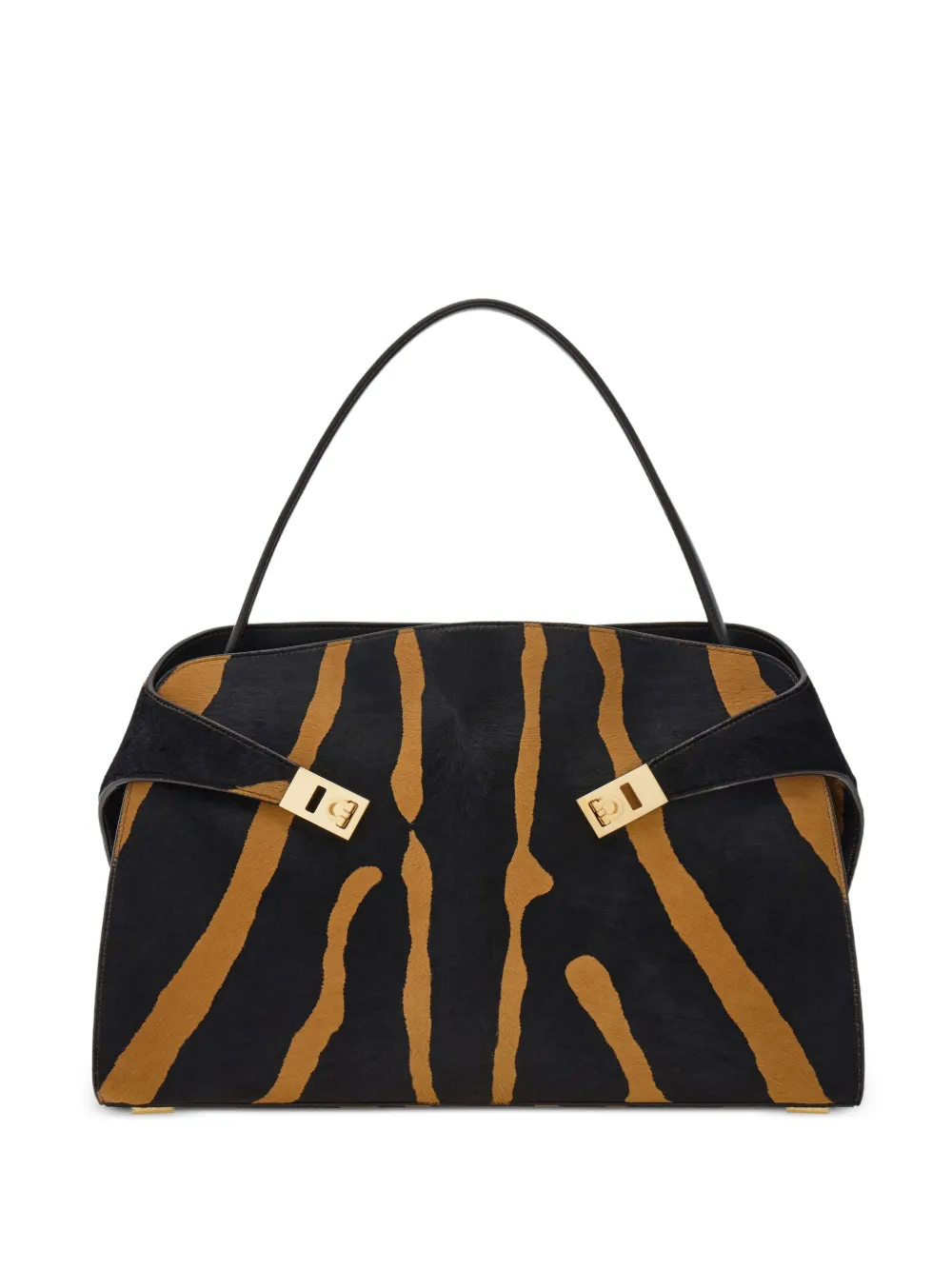 Ferragamo zebra pattern buckle soft hug shoulder bag - Nero