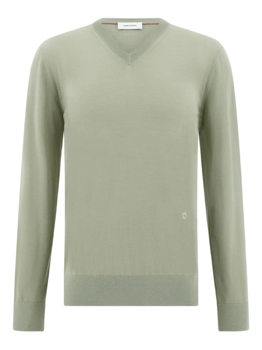 Ferragamo ribbed embroidered V-neck sweater | Green | Image 1