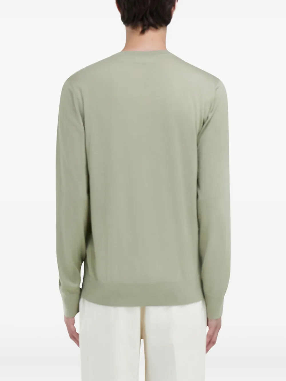 Ferragamo Geribbelde trui met borduurwerk en V-hals Groen