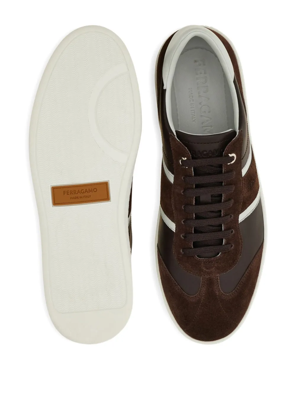 Ferragamo Sneakers met suède vlakken Bruin