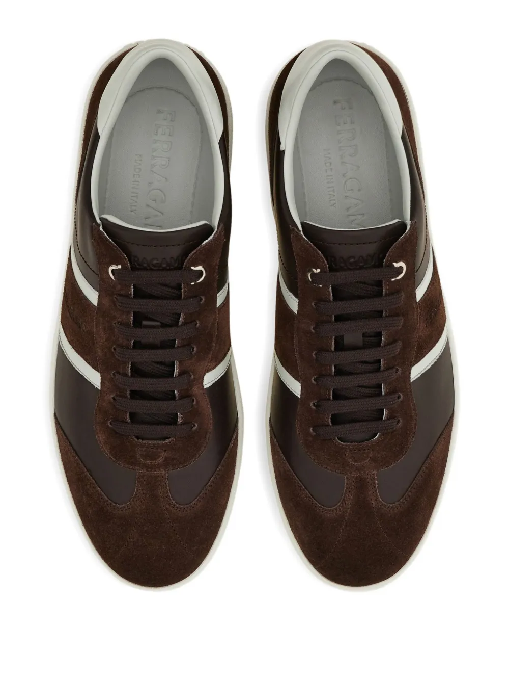 Ferragamo Sneakers met suède vlakken Bruin