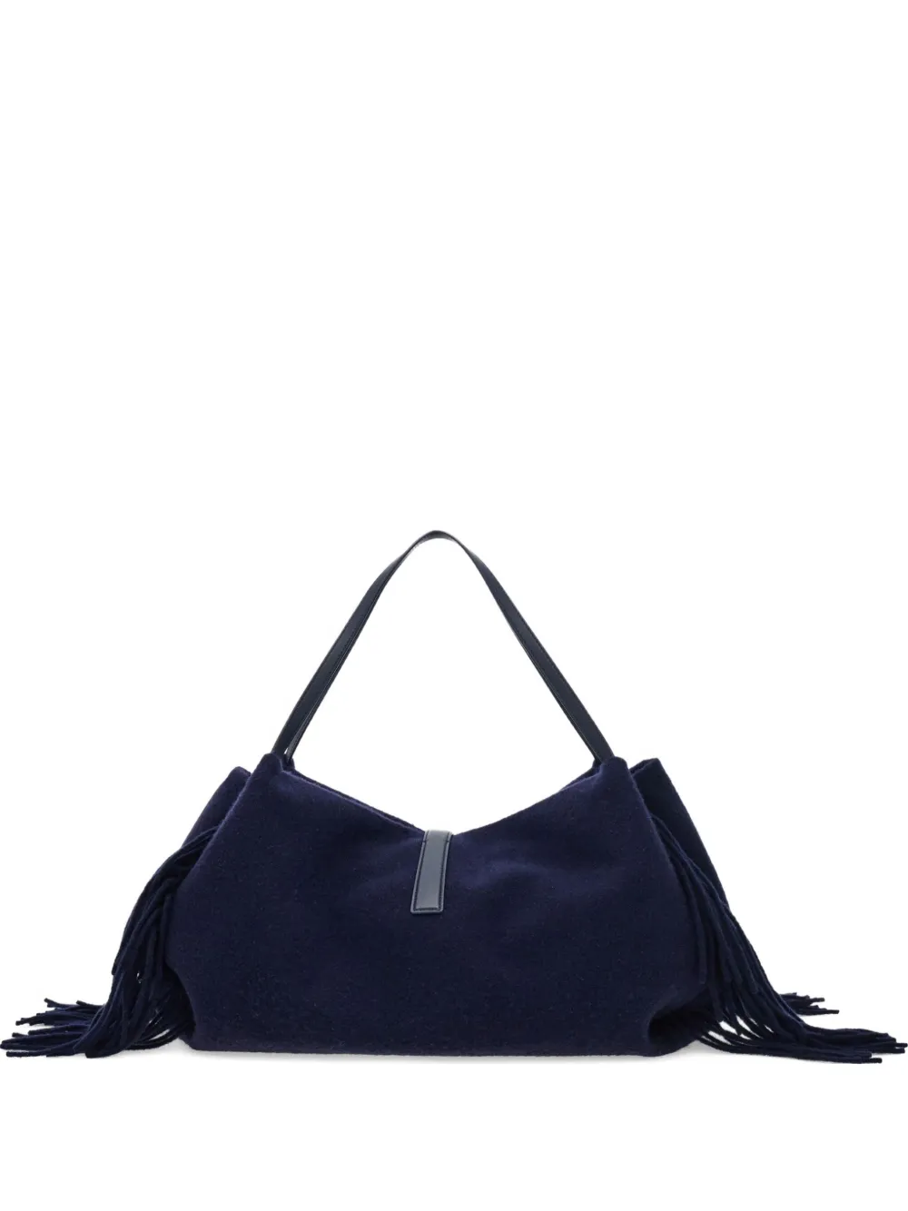 Ferragamo Borsa tote grande con frange - Blu
