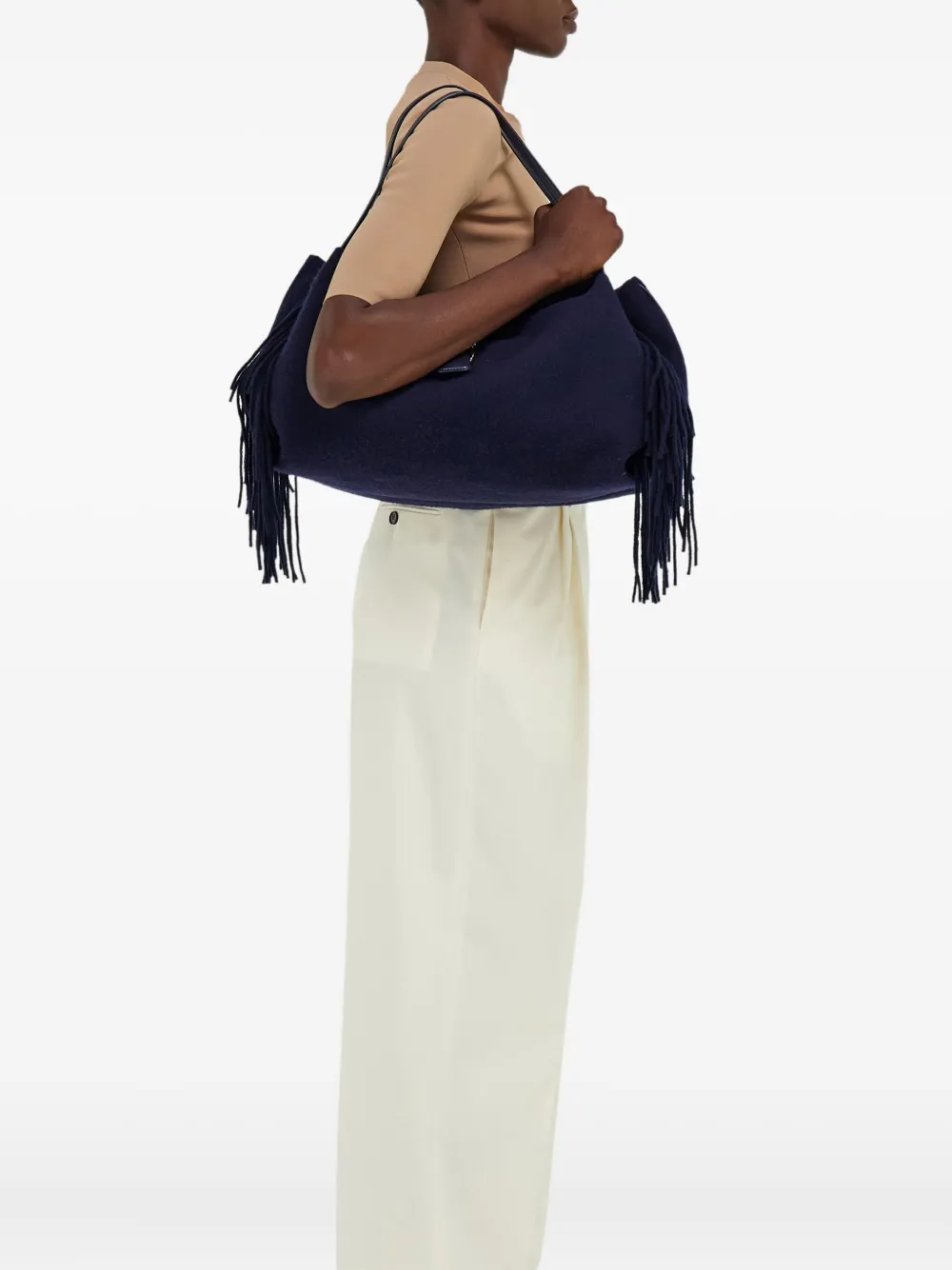 Ferragamo Grote shopper verfraaid met franje - Blauw