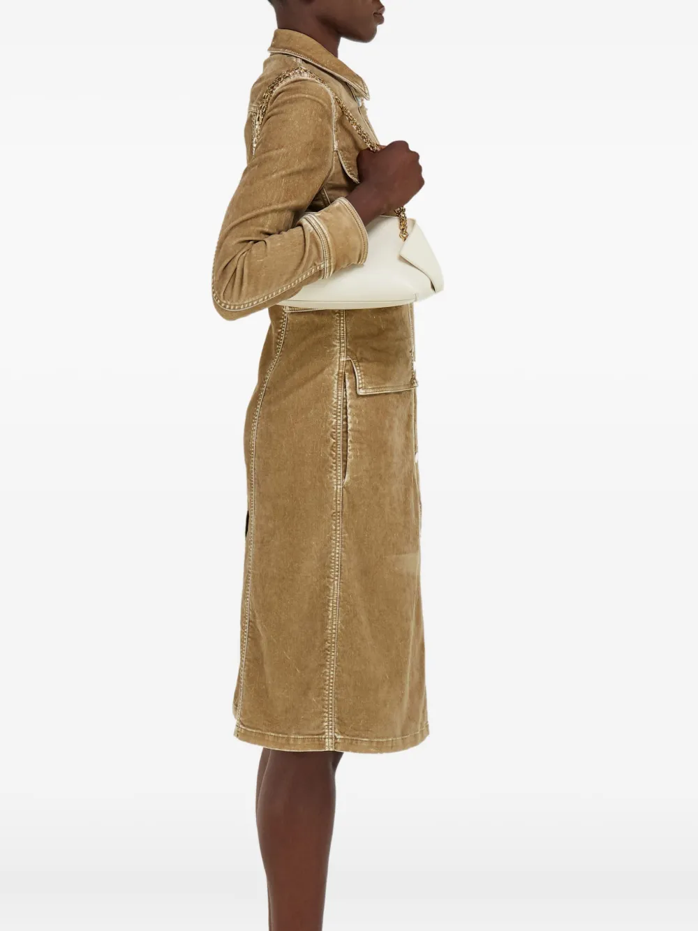 Ferragamo Kleine Folded sschoudertas met kettingband - Beige