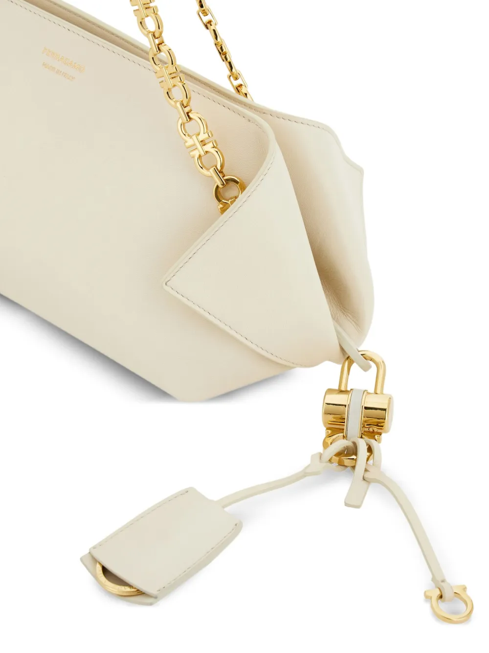 Ferragamo Small Folded Chain-strap Shoulder Bag In Neutral