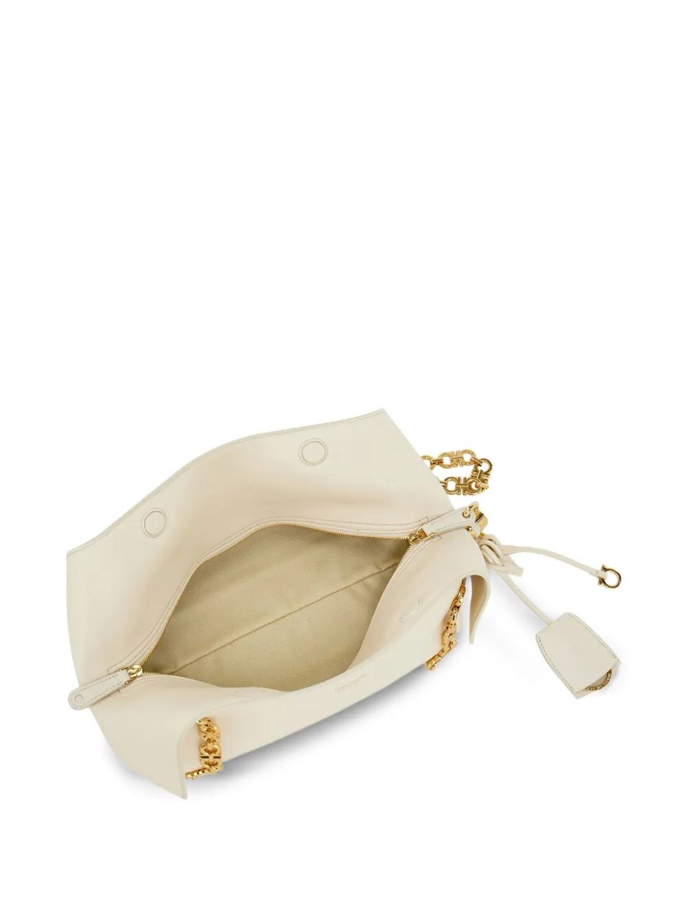 Ferragamo Small Folded Chain-strap Shoulder Bag In Neutral