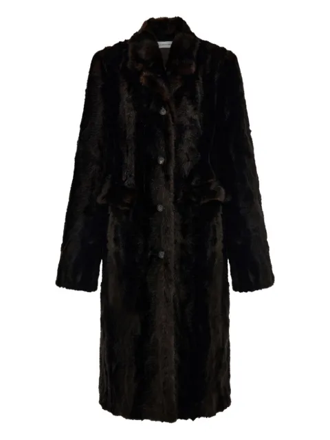 Ferragamo معطف بصف أزرار وتأثير المنك