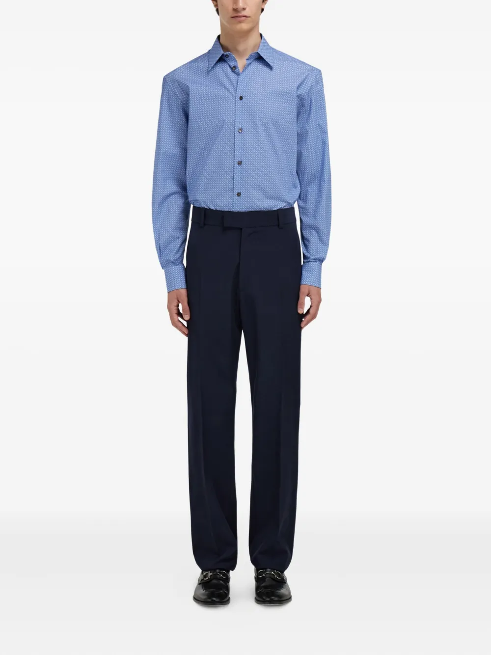 Ferragamo Overhemd met monogramprint - Blauw
