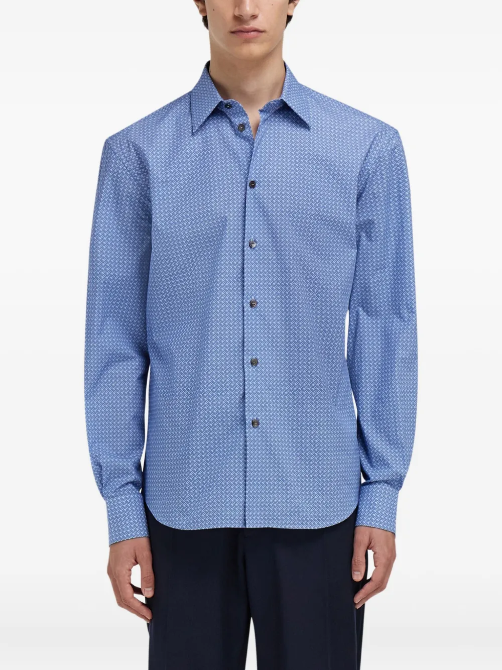 Ferragamo Overhemd met monogramprint Blauw