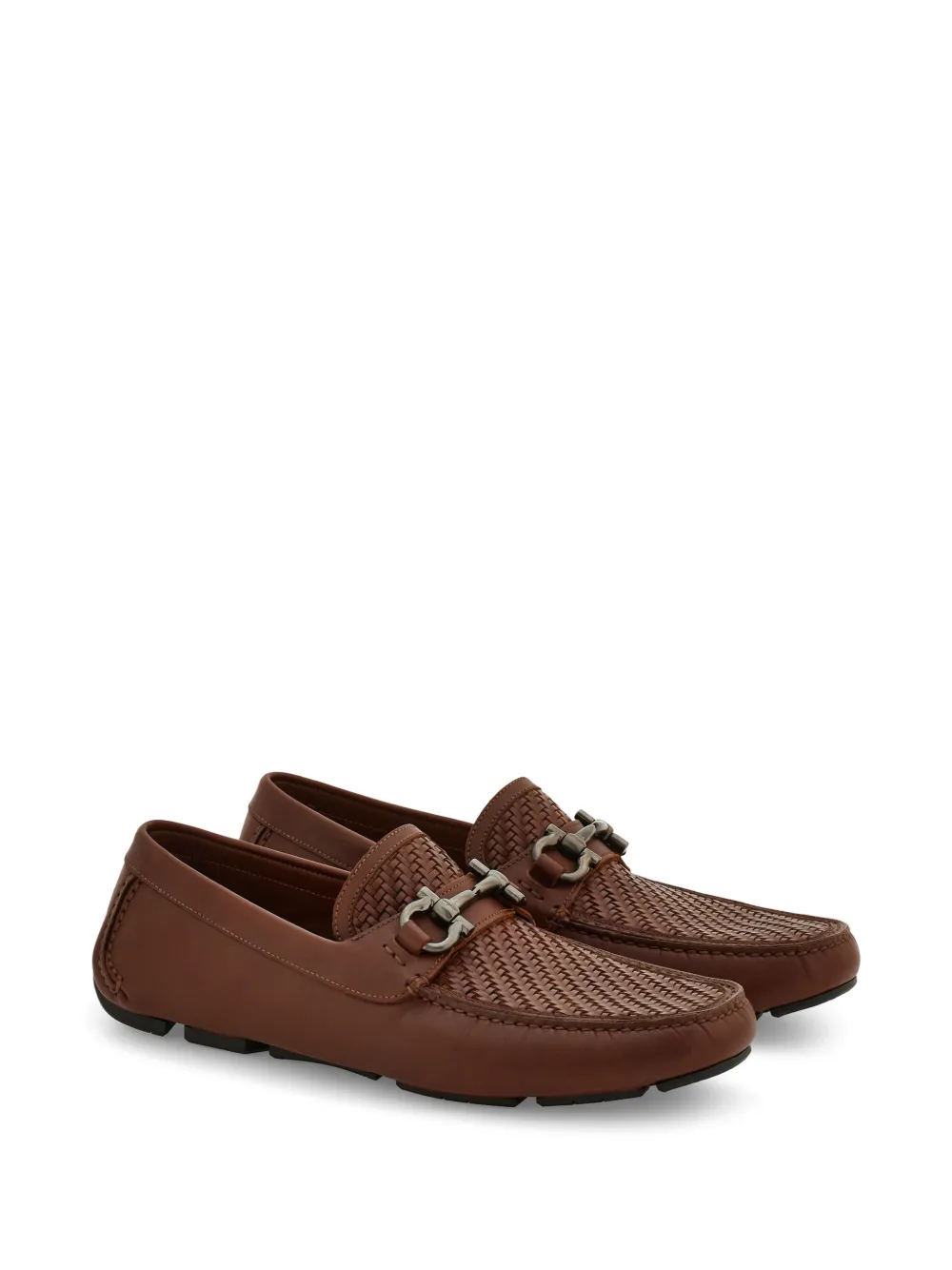 Ferragamo Gancini verfraaide loafers Bruin