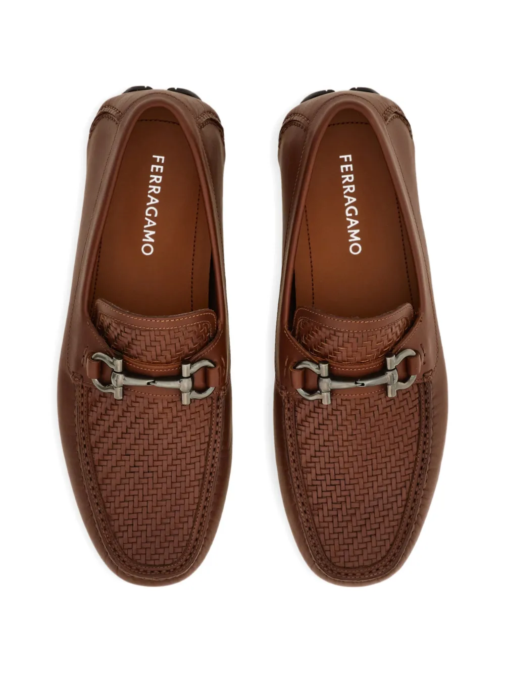 Ferragamo Gancini verfraaide loafers Bruin