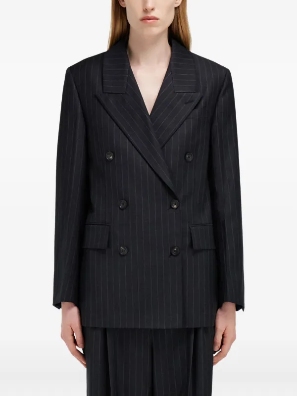 Salvatore Ferragamo - サルヴァトーレフェラガモ ストライプダブルジャケット 42 Ferragamo ストライプ ダブルジャケット | ブラック | FARFETCH JP