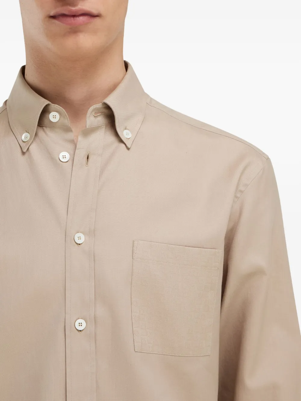 Ferragamo Overhemd met opgestikte zak Beige