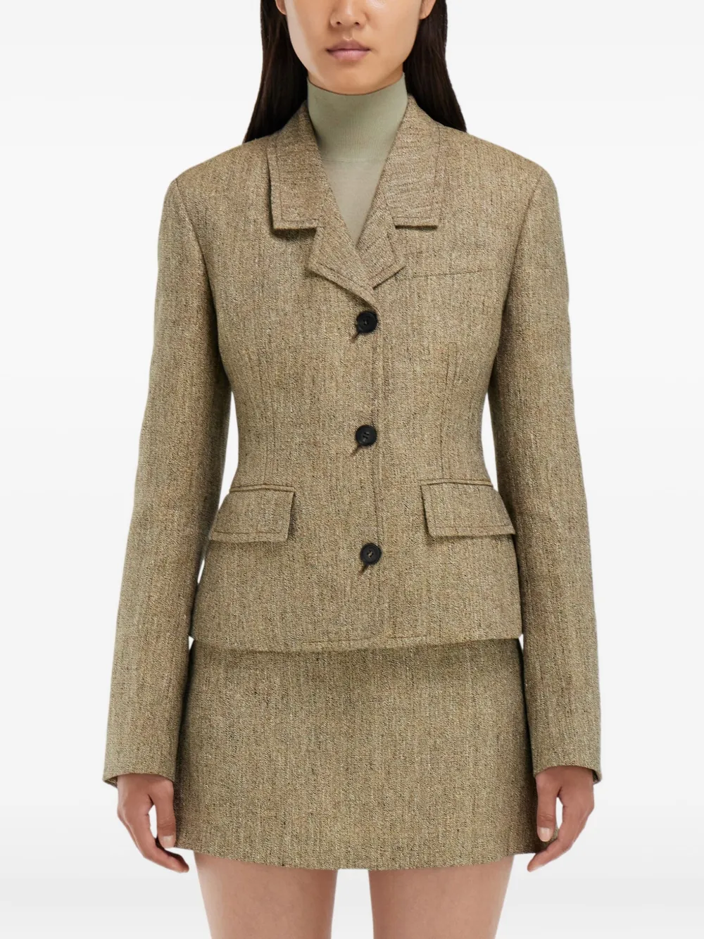 Ferragamo Blazer met enkele rij knopen Beige