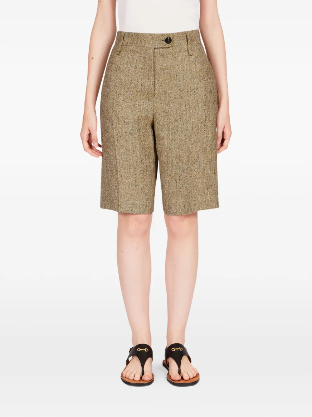  Ferragamo Double-loop Bermuda Shorts - Brown 
