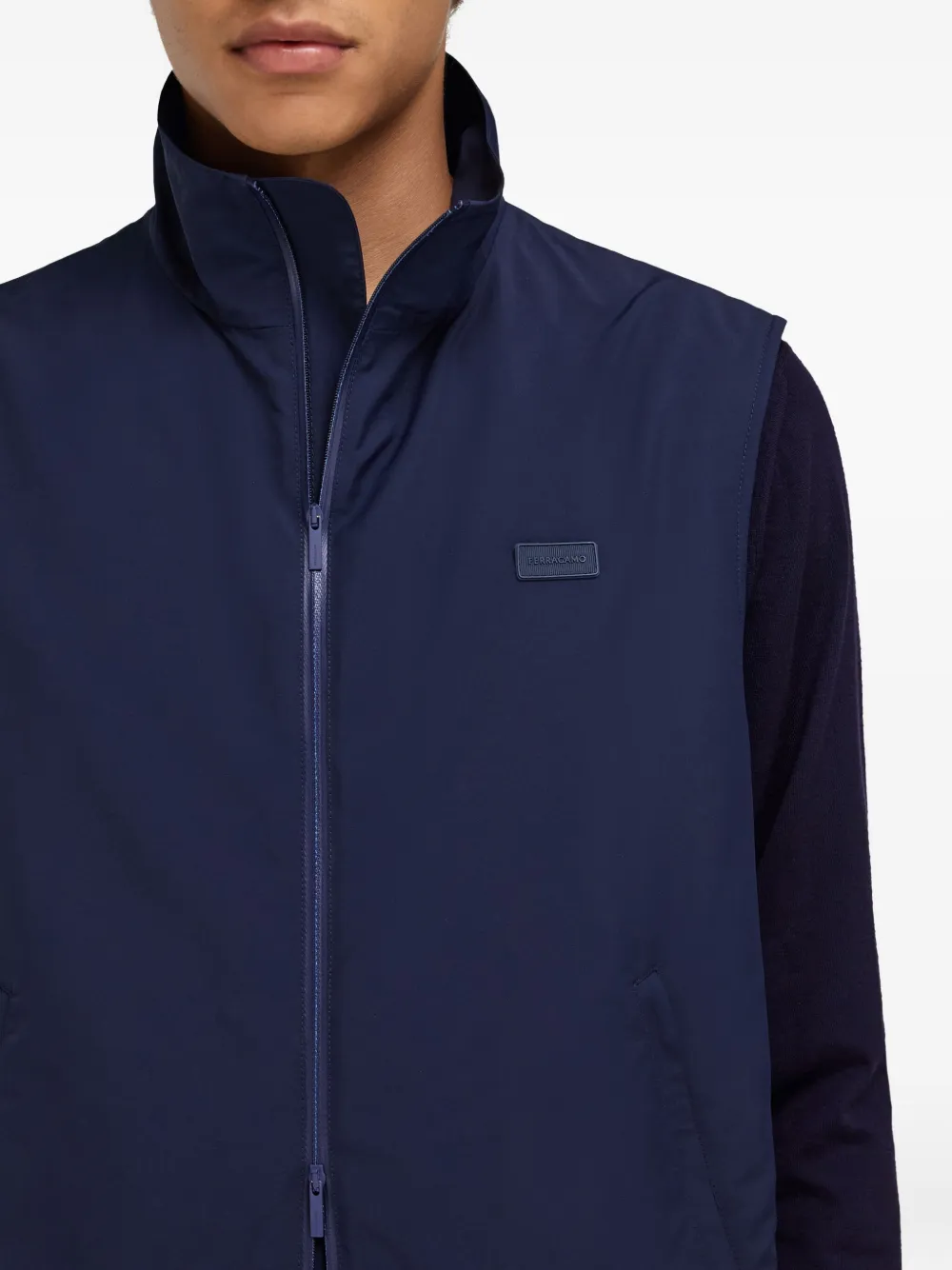 Ferragamo Sporty bodywarmer met rits en trekkoord Blauw