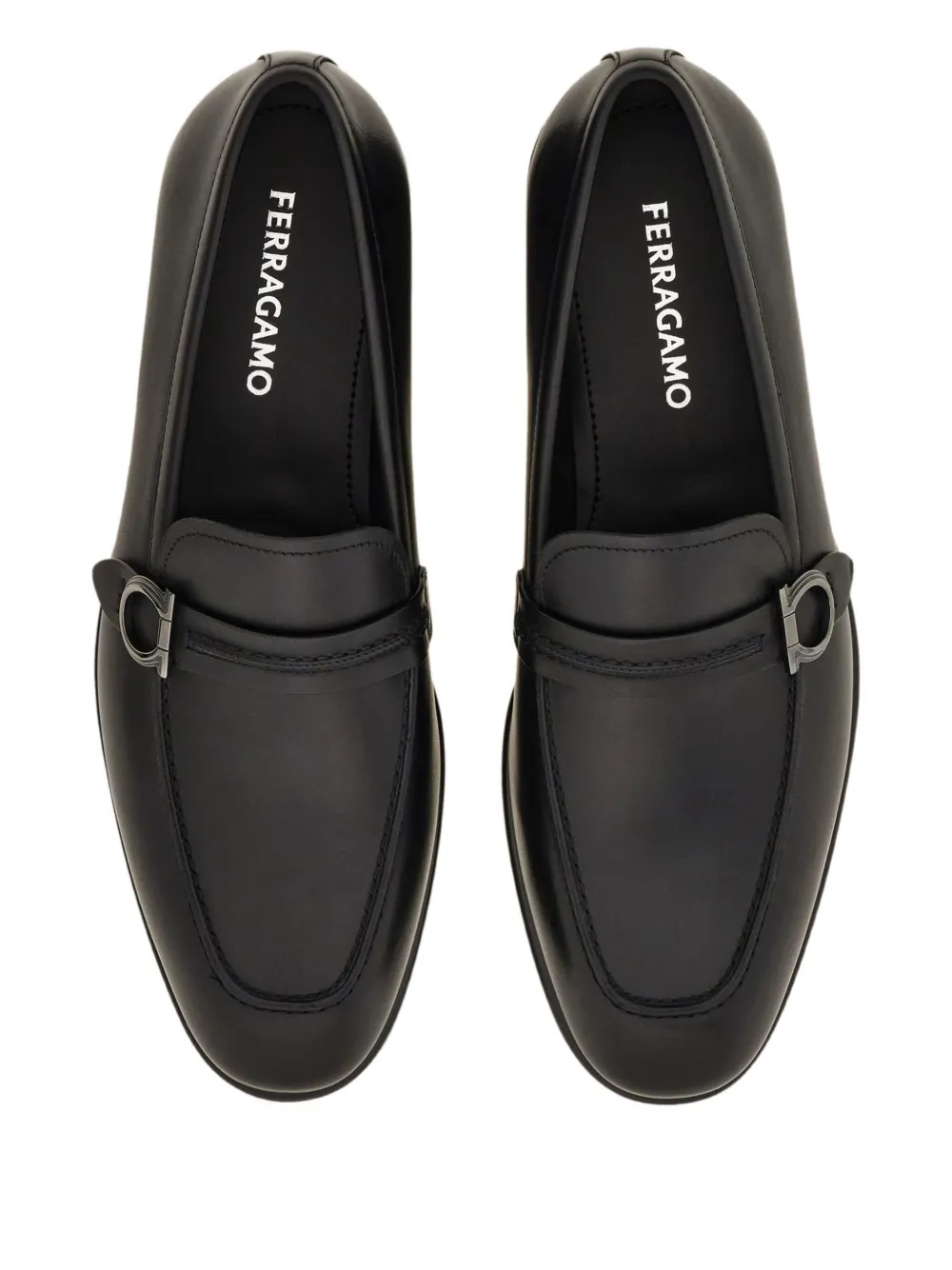 Ferragamo Gancini-buckle Loafers In Black
