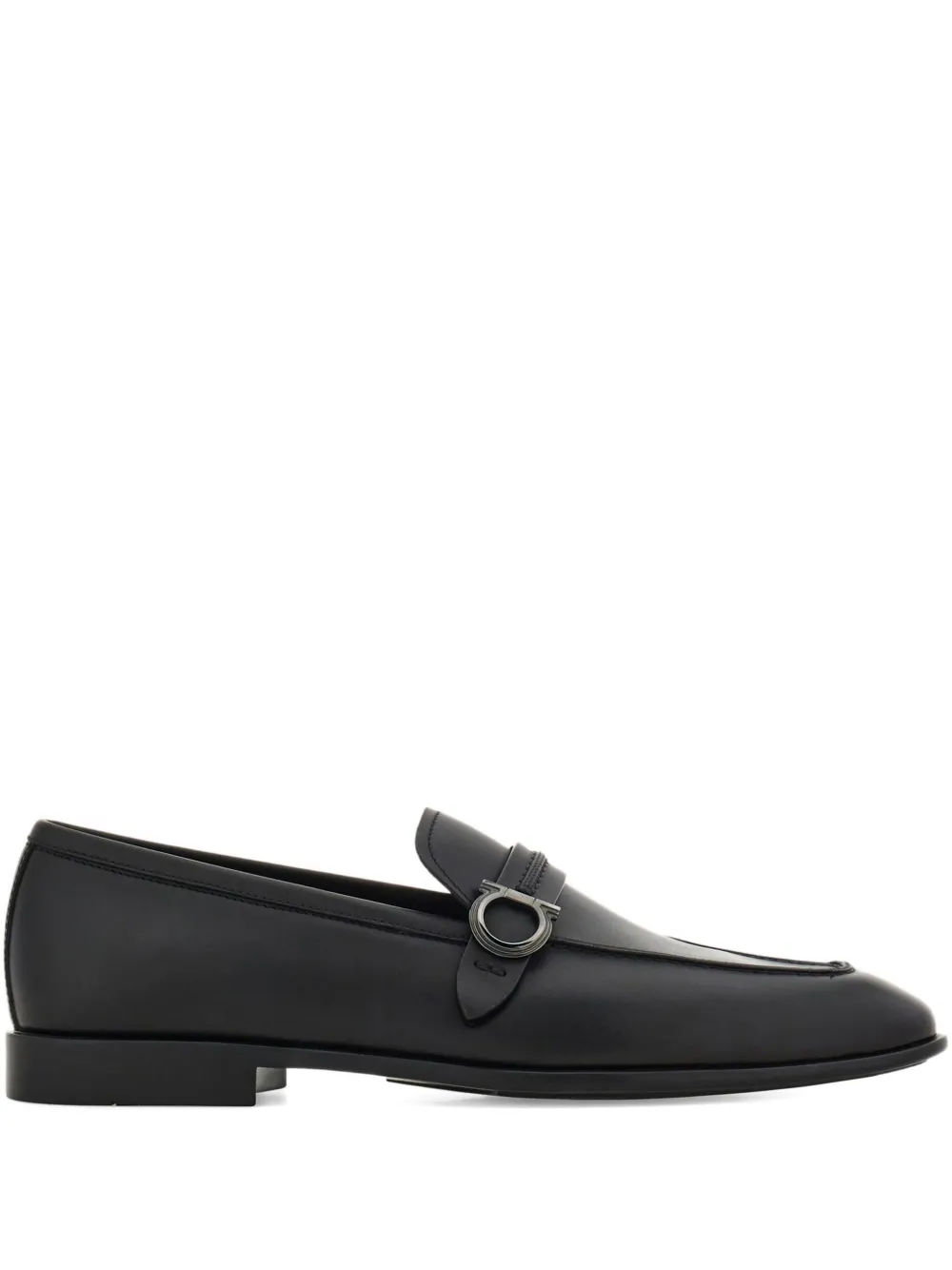 Ferragamo Gancini-buckle Loafers In Black