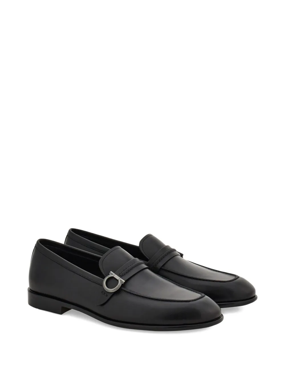 Ferragamo Gancini-buckle Loafers In Black
