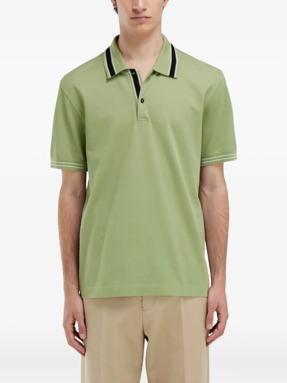 logo-embroidered striped polo shirt