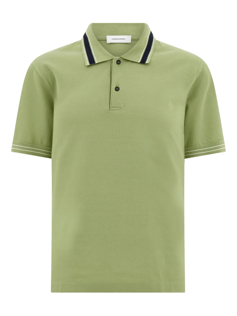 Ferragamo Polo a righe con logo ricamato - Verde