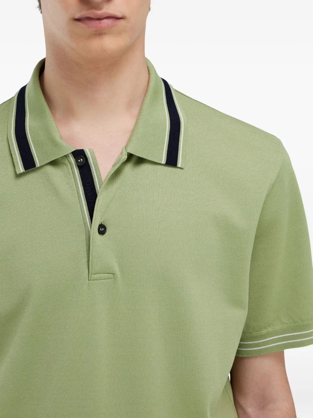 logo-embroidered striped polo shirt