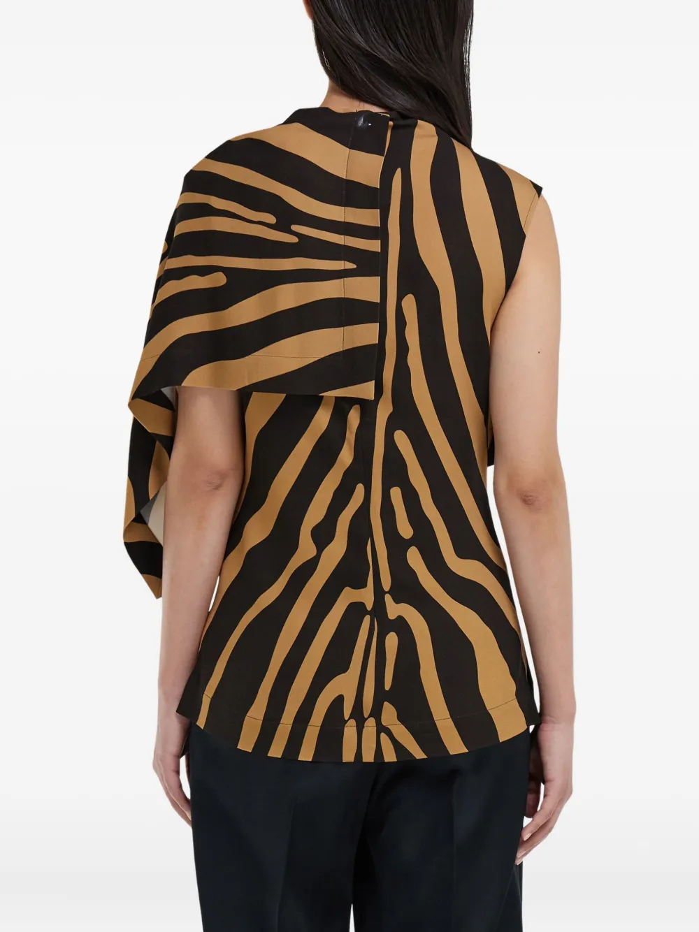 Ferragamo Asymmetrische top met dierenprint Bruin