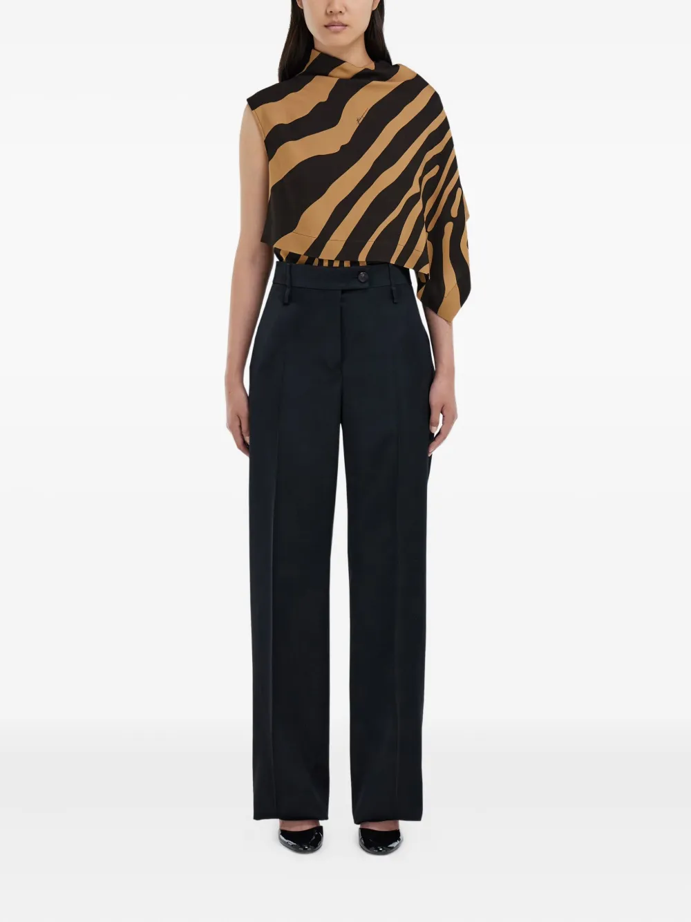 Ferragamo Asymmetrische top met dierenprint - Bruin