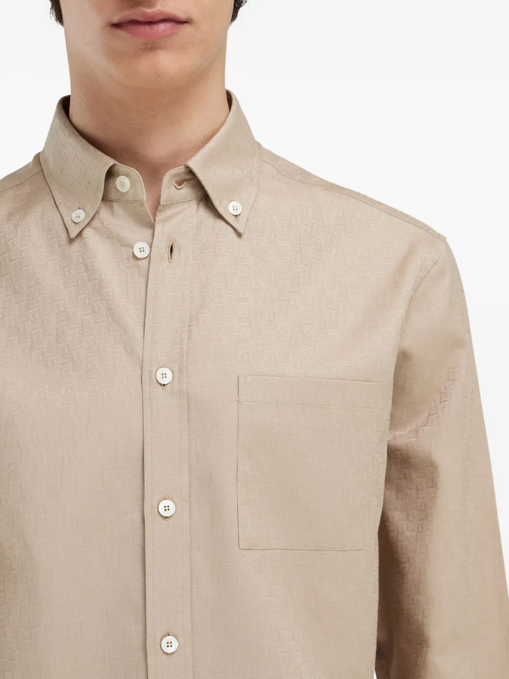 Ferragamo Shirt met monogram Beige