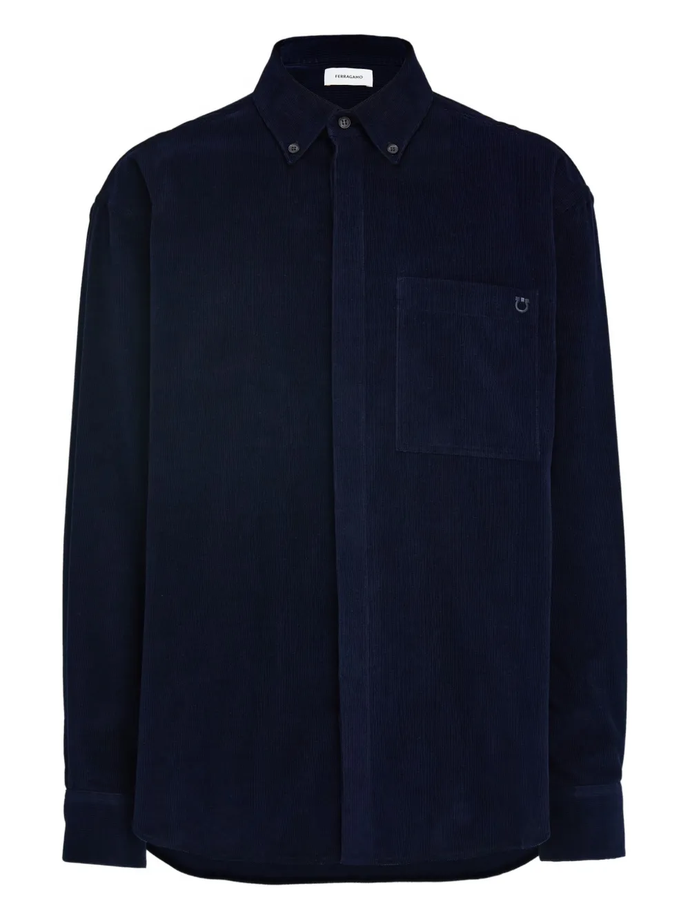 Ferragamo corduroy pocket velvet shirt - Blu