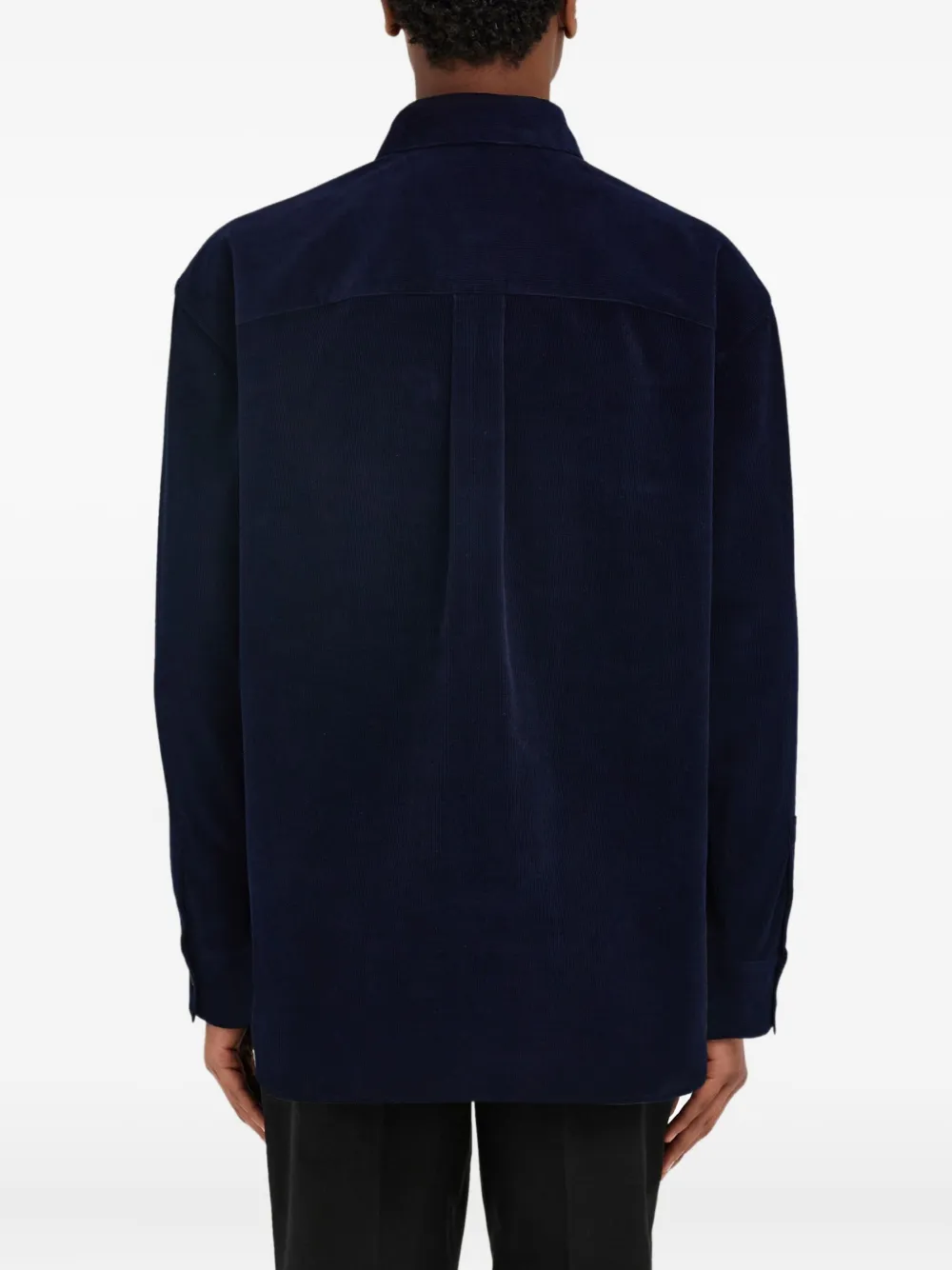 Ferragamo Ribfluwelen overhemd met zak Blauw