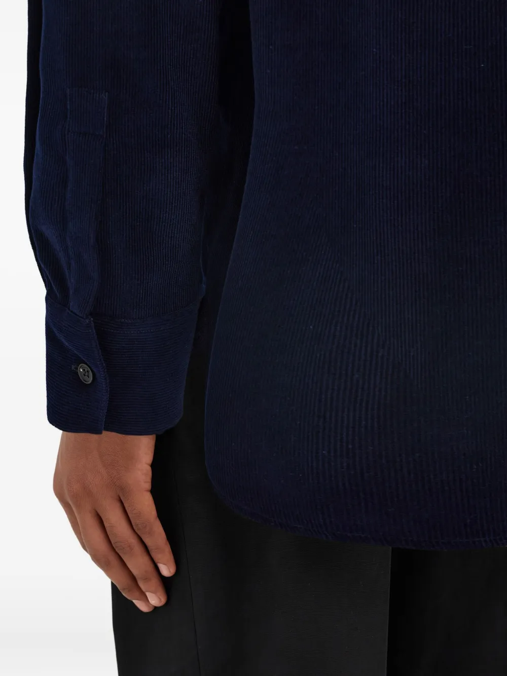 Ferragamo Ribfluwelen overhemd met zak Blauw