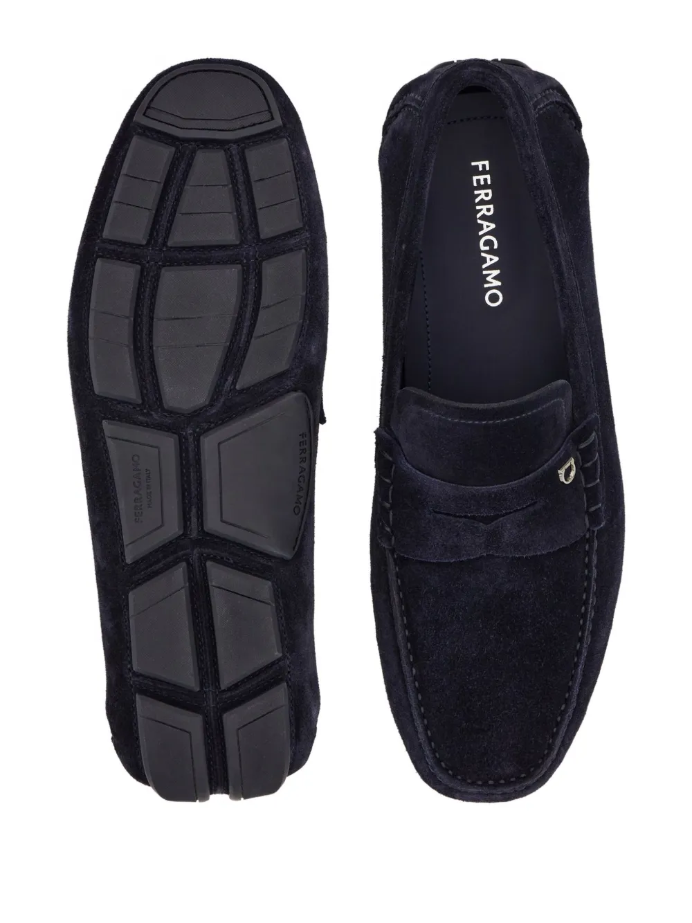 Ferragamo Gancini-plaque Loafers In Black