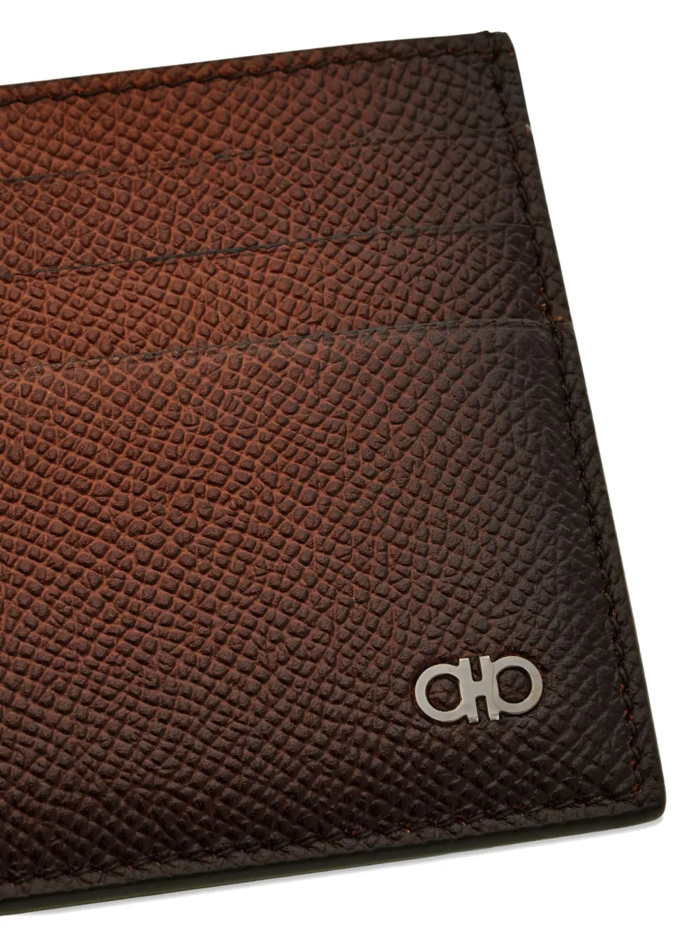 Ferragamo Gancini Grained Card Holder In Burgundy