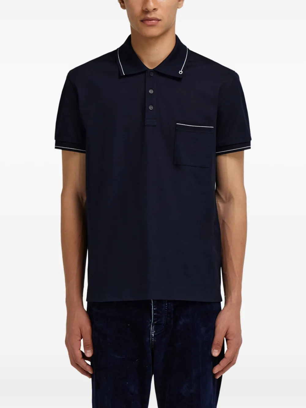 Ferragamo Poloshirt met Gancini-zak en afwerking Blauw