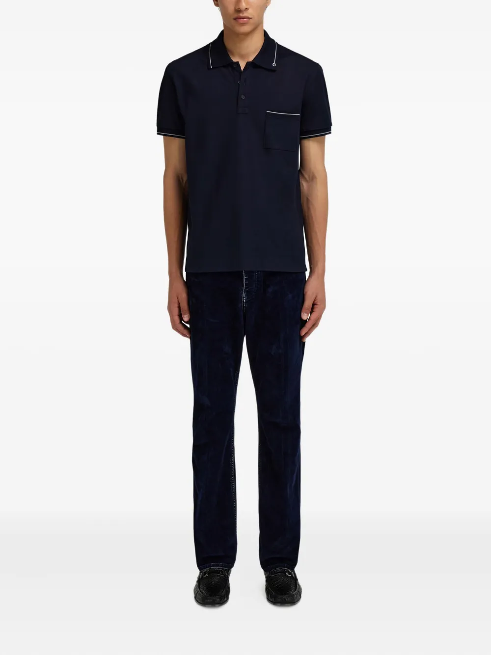 Ferragamo Poloshirt met Gancini-zak en afwerking - Blauw