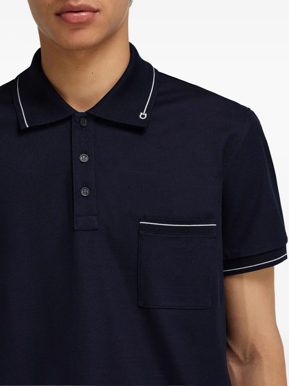 Ferragamo Poloshirt met Gancini-zak en afwerking Blauw