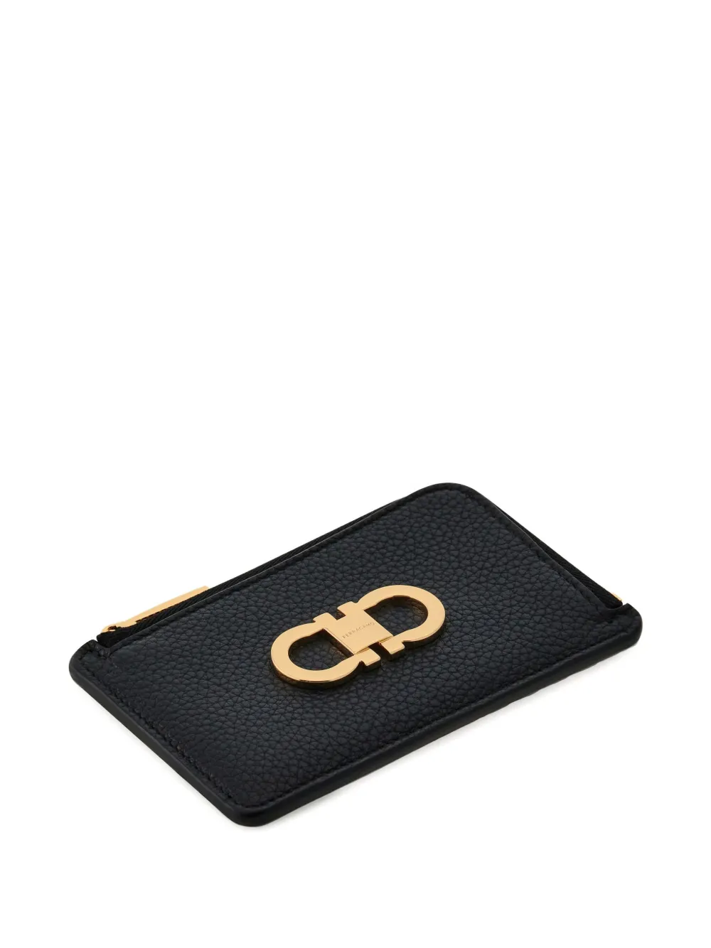 Ferragamo Gancio Zip Credit Card Holder In Black