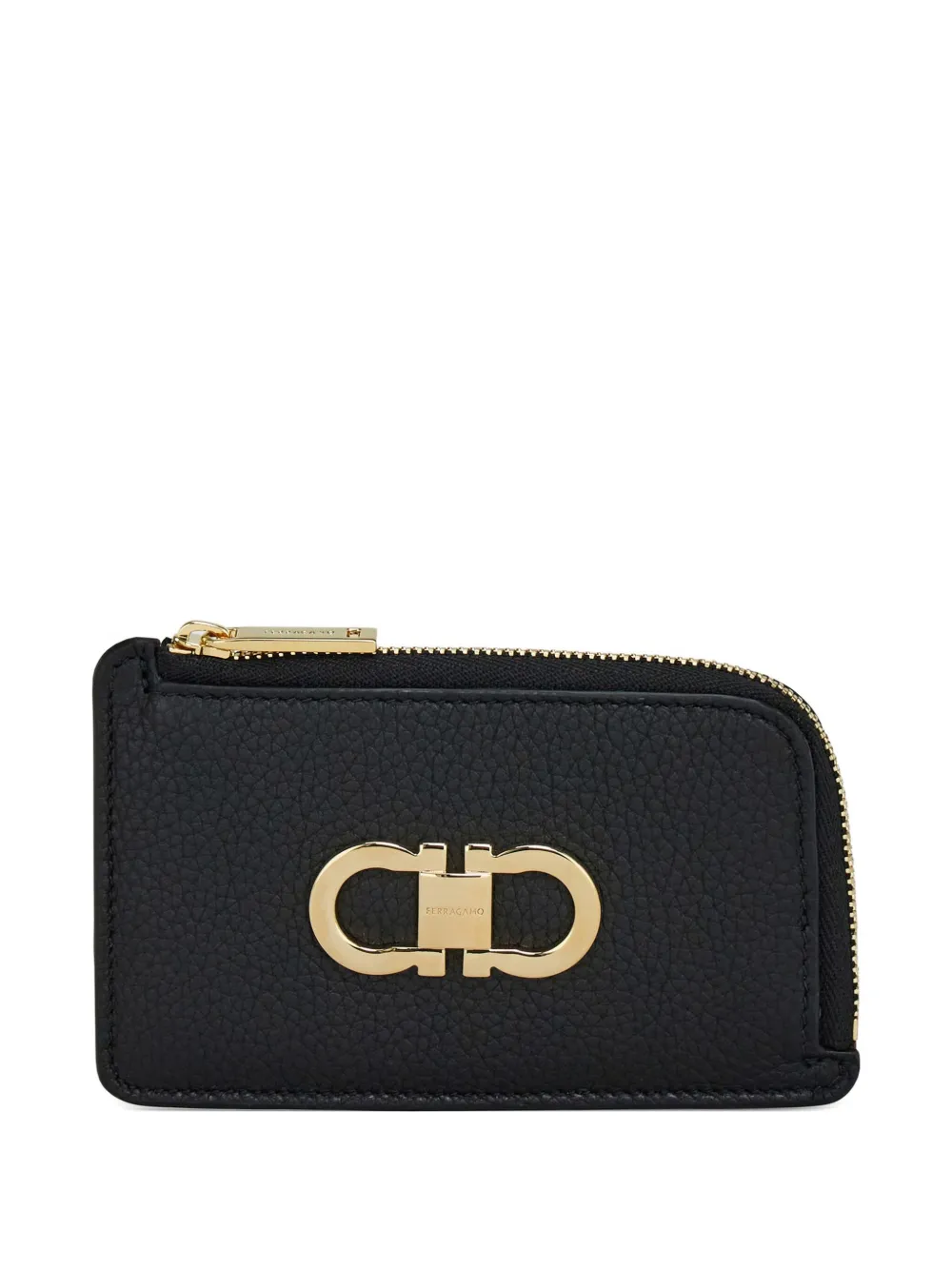 Ferragamo Gancio Zip Credit Card Holder In Black